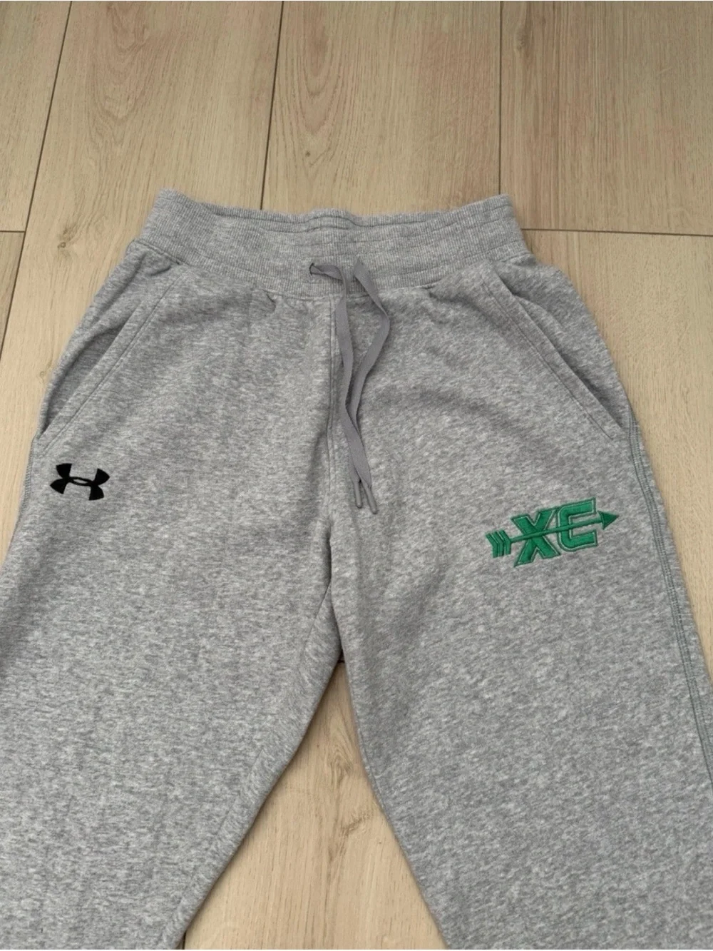Under Armour Gray Men's Sweatpants with Green Logo